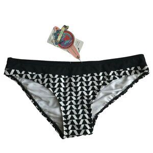 NWT Piha Swimwear Black & White Textured Low Rise Hipster Bikini Bottoms - Small